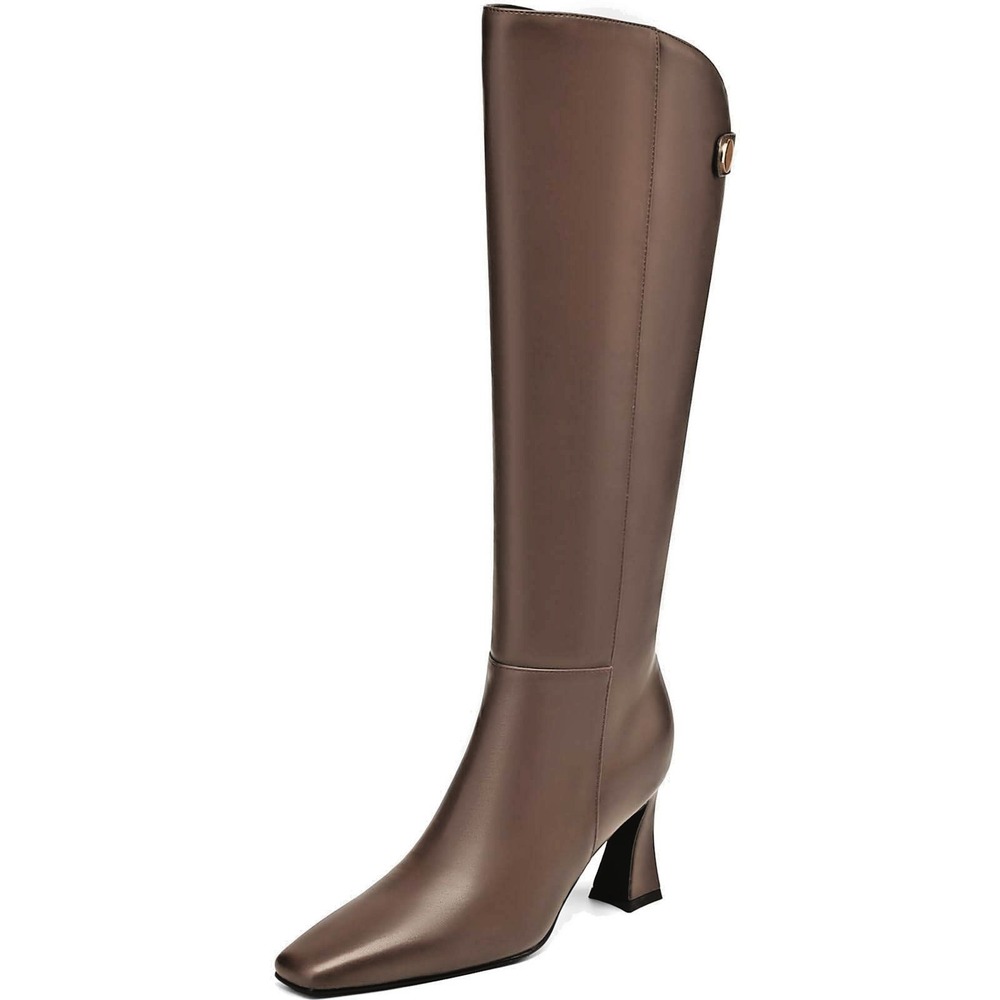 Women Brown Square Toe High‎ Heel Knee High Boots Fashion Dress Boots Size 11
